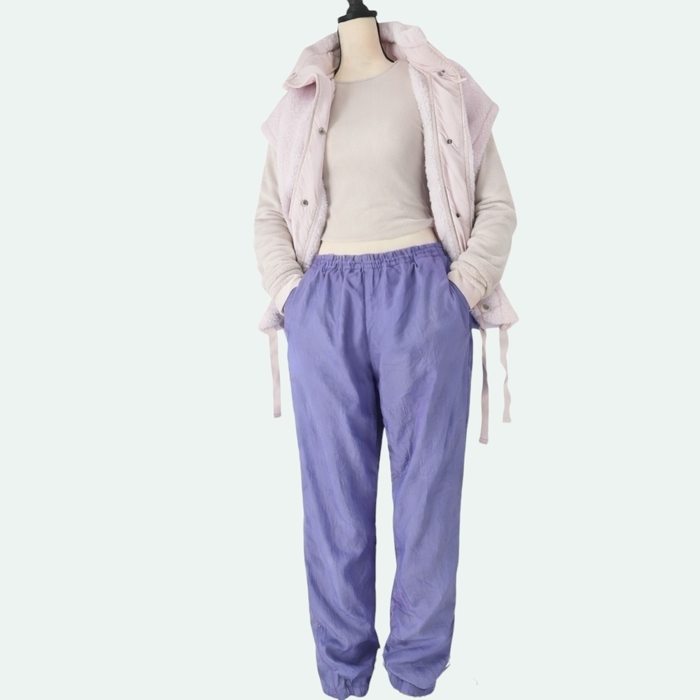 Vintage Purple Nylon Windbreaker Pants Y2K Gorpcore‎ Zip Ankle Track Pants
